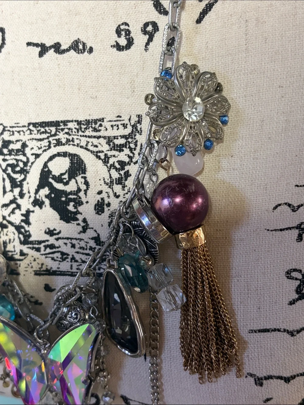OOAK Assemblage Butterfly Trash Statement Necklace | Upcycled Vintage Charm